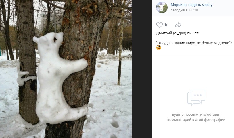 Фото дня: в парке Марьина замечены белые медведи